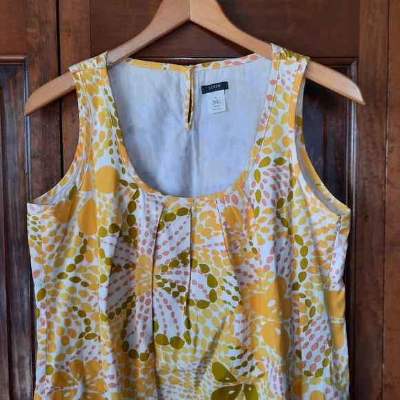J. Crew 100% Cotton Golden Yellow Floral Sleeveless Tank Mini Dress 93618 Size 6 - Picture 2 of 12